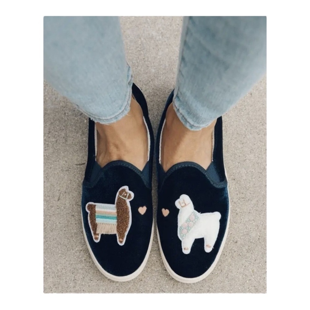 Soludos from Anthropologie Llamas in Love Velvet Slip On Sneakers